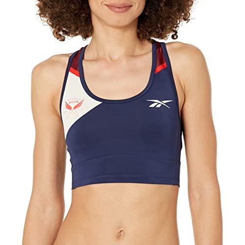 reebok womens boston track club cropped running tank top, blue cadet, small