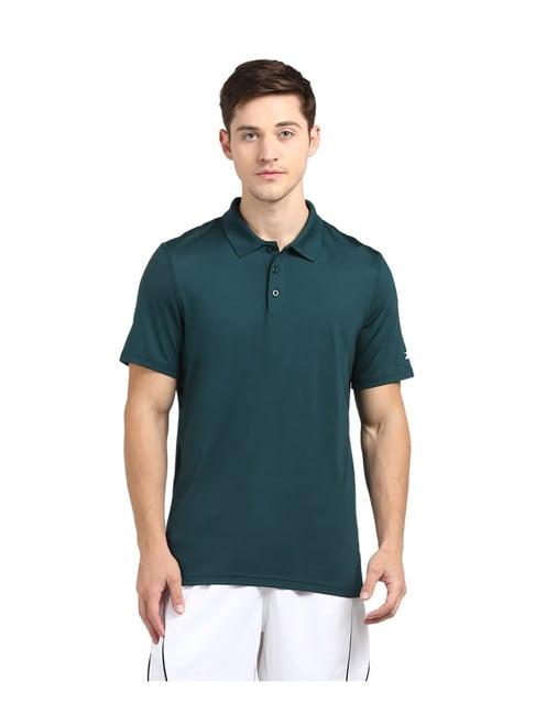 reebok wor recycled forest green regular fit polo t-shirt