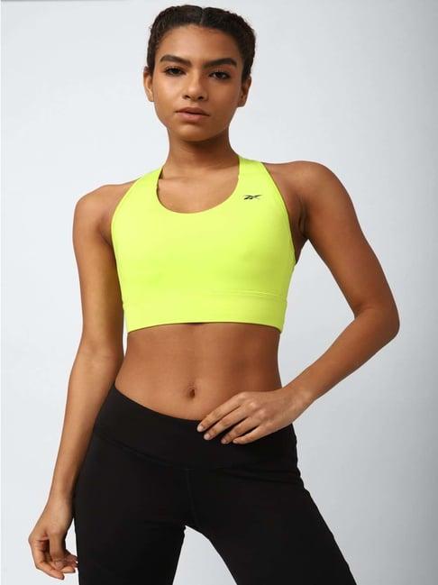 reebok yellow plain sports bra