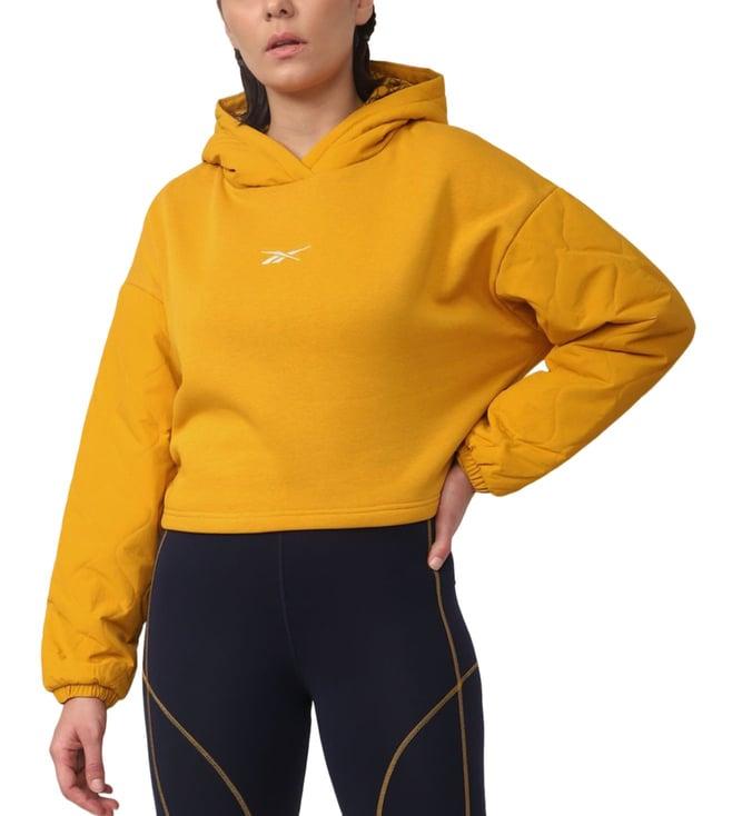 reebok yellow regular fit hoodie