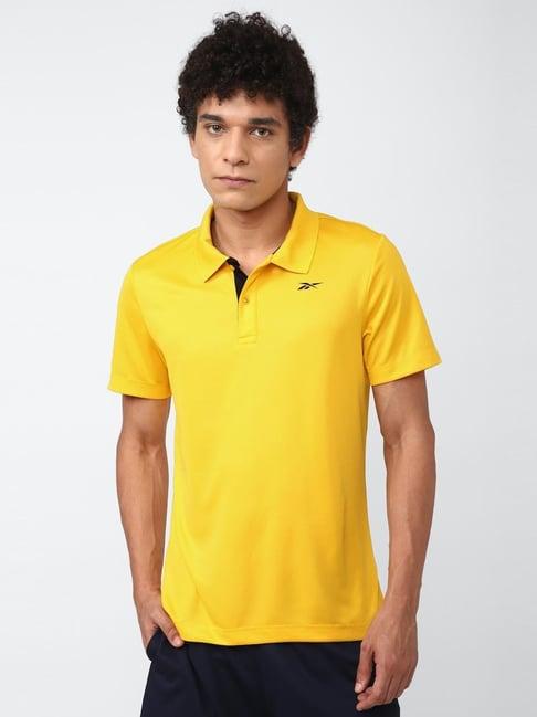 reebok yellow regular fit polo t-shirt