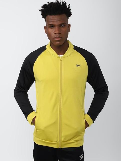 reebok yellow regular fit printed sports jacket