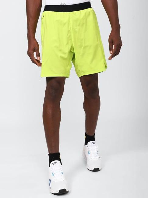 reebok yellow regular fit sports shorts