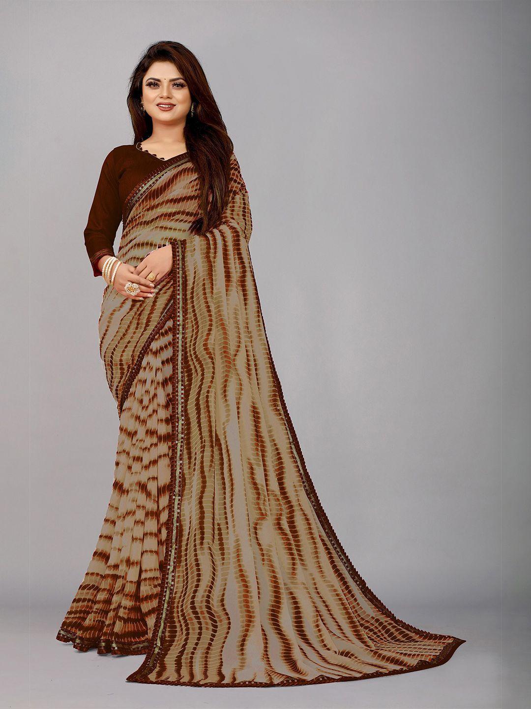 reeta fashion abstract printed sequinned pure georgette saree