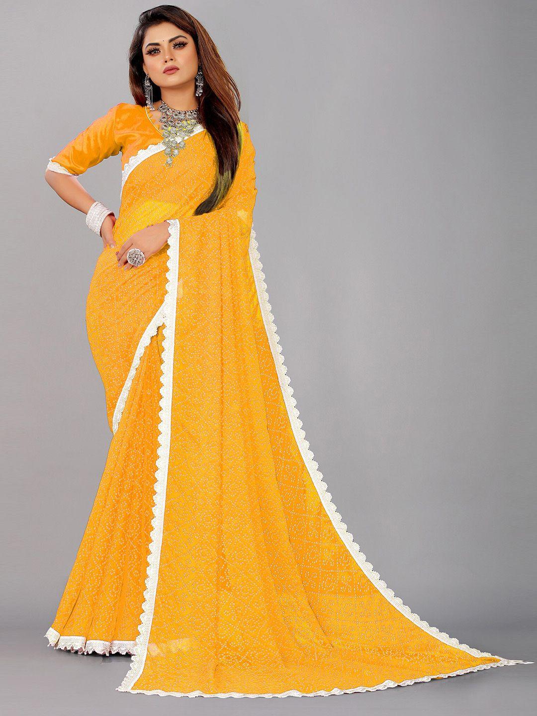 reeta fashion bandhani printed embroidered pure georgette saree