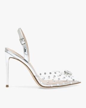 refinery embellished stilletoes with ankle strap