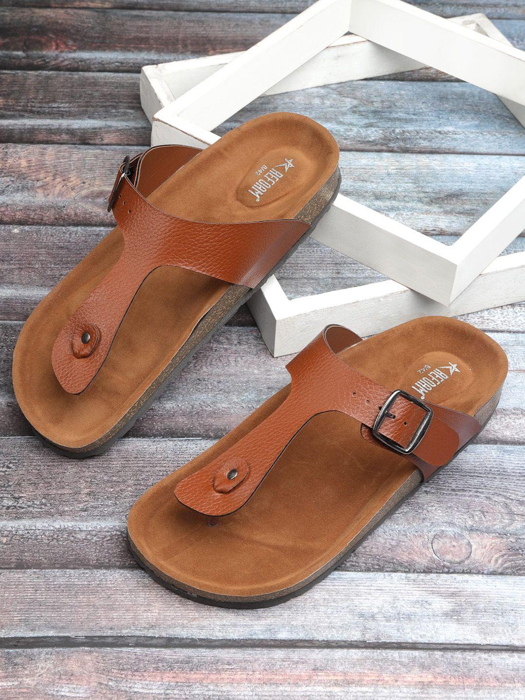 refoam men brown ethnic comfort sandals