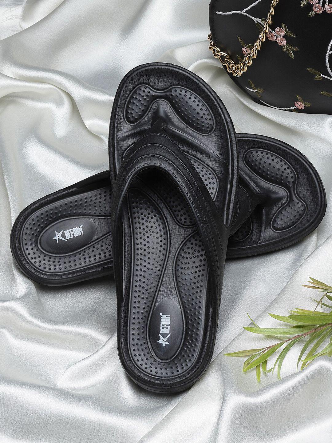 refoam women black rubber room slippers