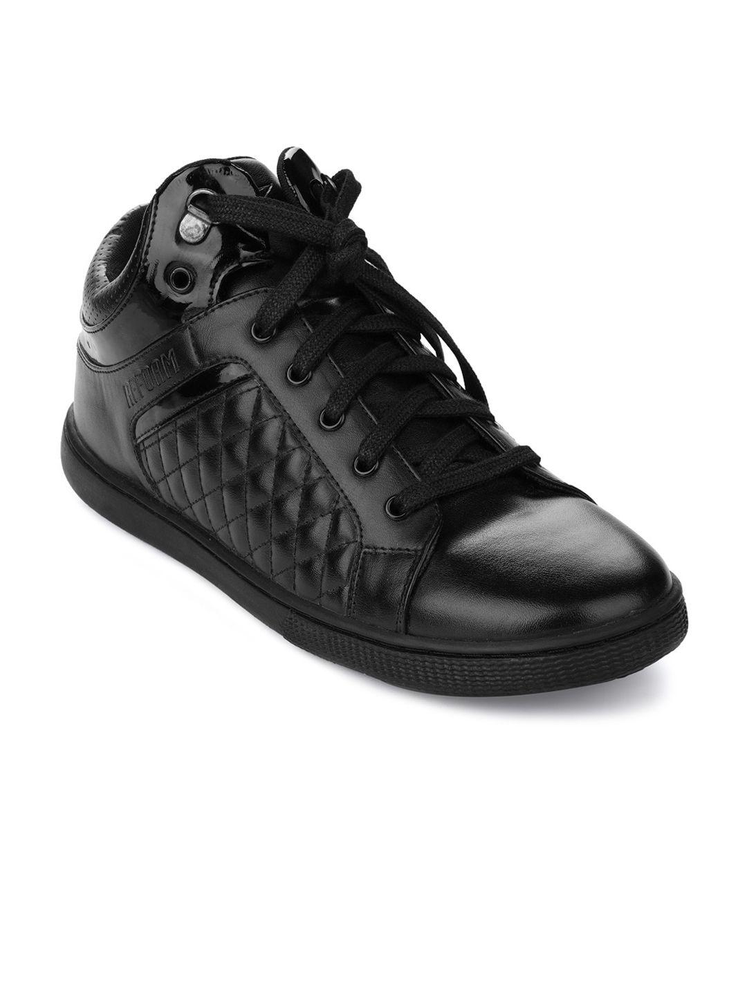 refoam men black printed driving shoes