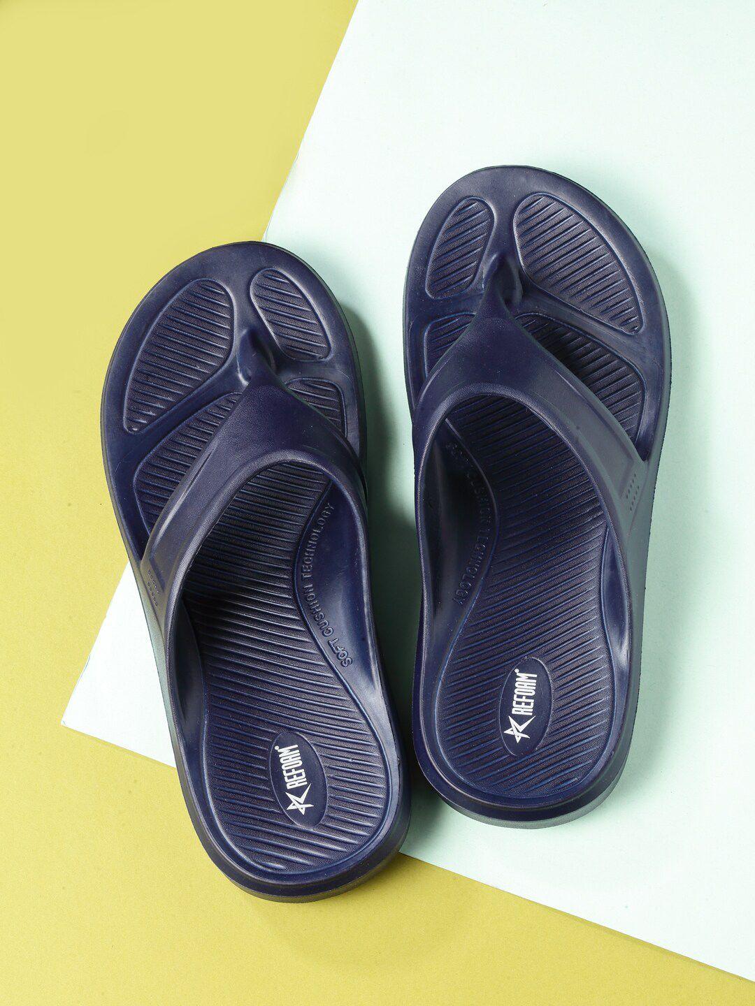 refoam men navy blue rubber thong flip-flops