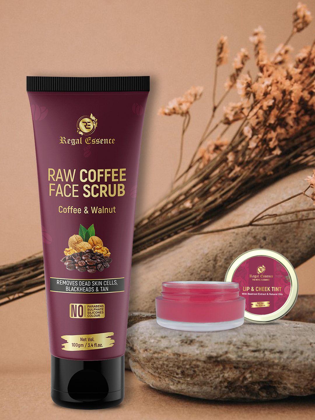 regal essence combo of raw coffee face scrub & lip tint