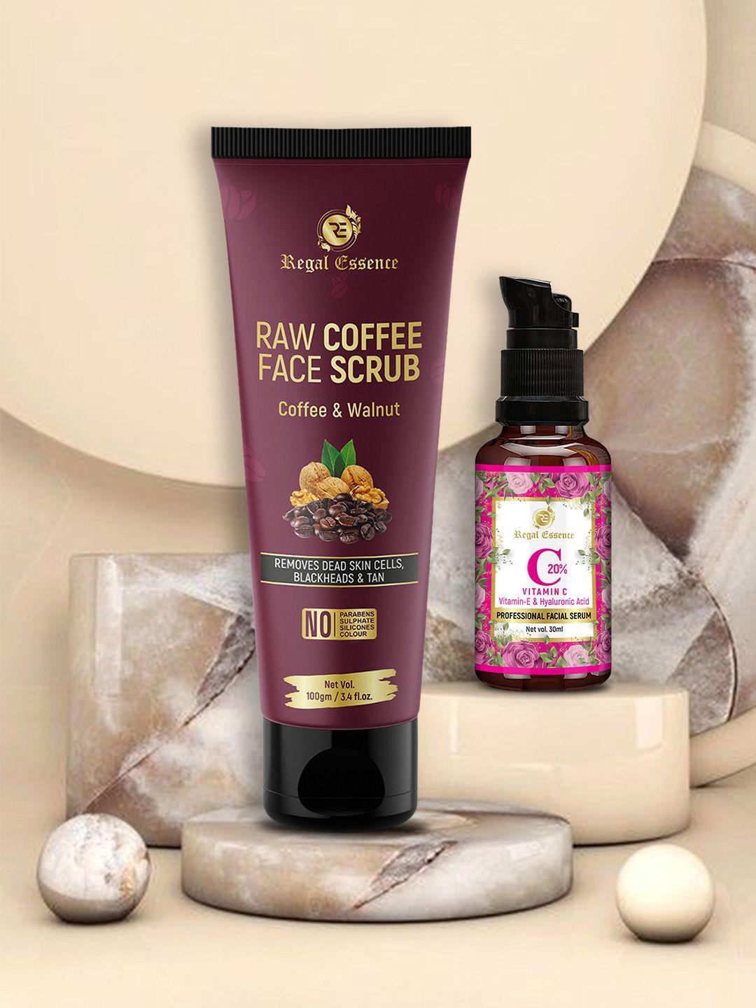 regal essence raw coffee face scrub & vitamin c face serum 200ml