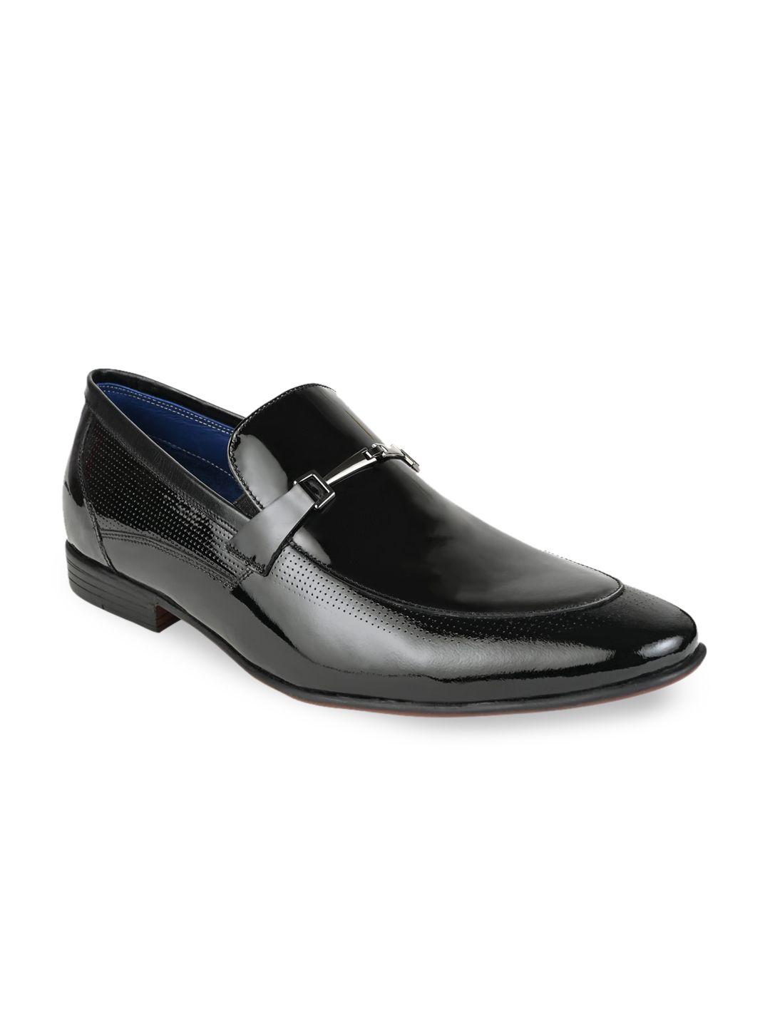 regal men black solid formal slip on shoes
