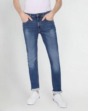 regallo heavily washed skinny fit jeans