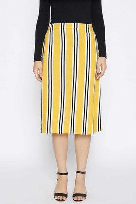 regular calf length lyocell womens casual wear skirt - yellow