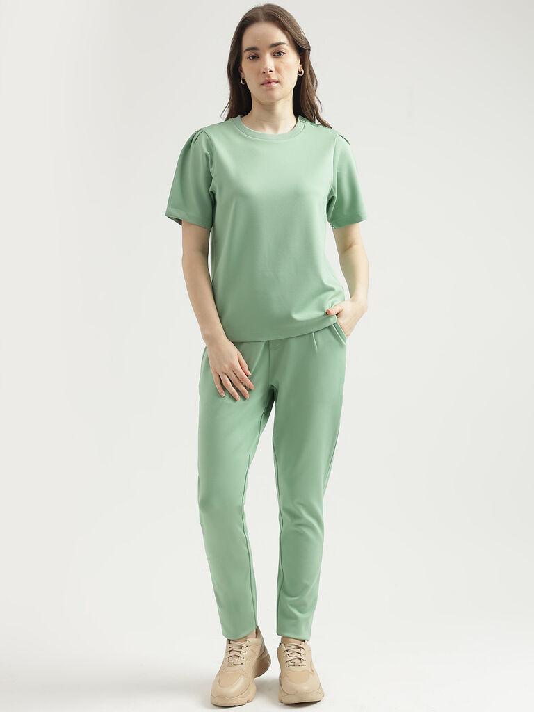 regular fit  solid women's trousers