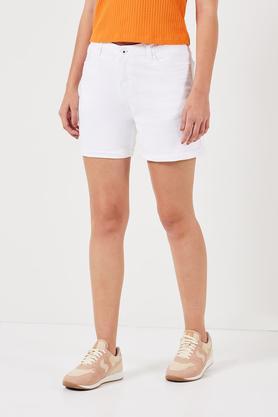 regular-fit-above-knee-cotton-women's-casual-wear-shorts---white