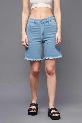 regular fit above knee denim casual wear shorts - light blue