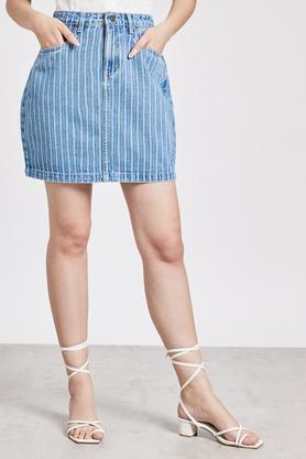 regular fit above knee denim women's casual wear skirts - stone