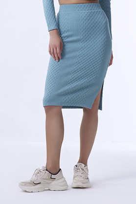 regular fit blended fabric women's casual wear skirt - green