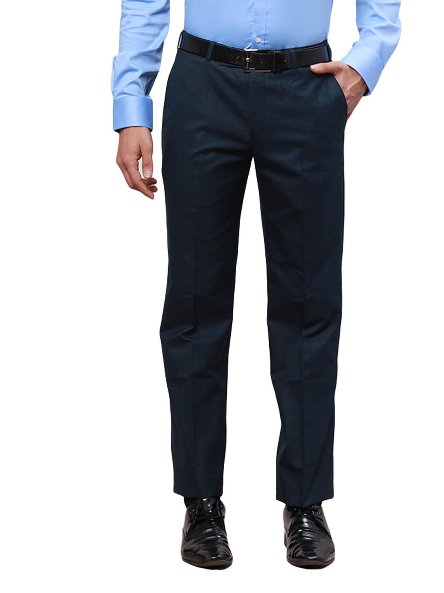 regular fit checkered dark blue trouser