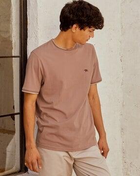 regular fit crew- neck t-shirt with placement embroidery