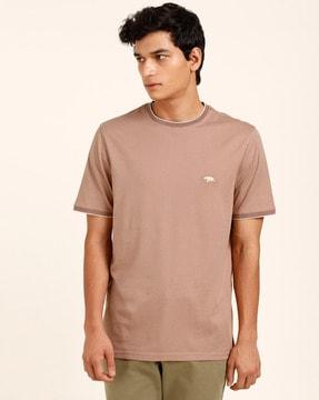 regular fit crew-neck t-shirt with placement embroidery