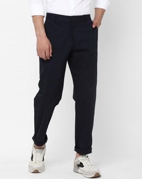 regular fit flat-front trousers