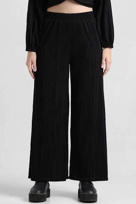 regular fit full length cotton women's casual wear culotte - black