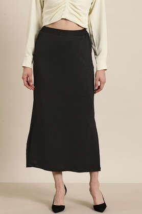 regular fit full length cotton women's casual wear skirt - black