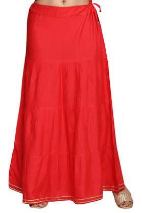 regular-fit-full-length-cotton-women's-casual-wear-skirts---red