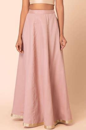 regular fit full length silk women's casual wear kalidar lehenga skirt - pink