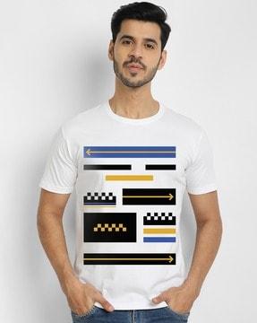 regular fit geometric print crew-neck t-shirt