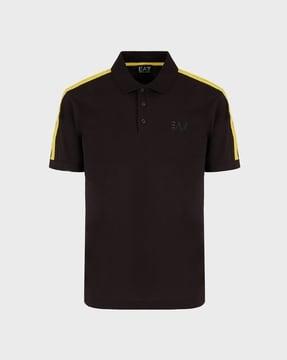 regular fit half sleeve polo t-shirt with logo taping