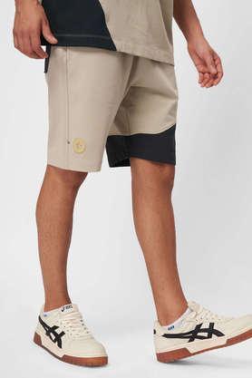 regular fit knee length cotton men's shorts - grey