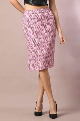 regular fit knee length polyester women's casual wear skirts - multi