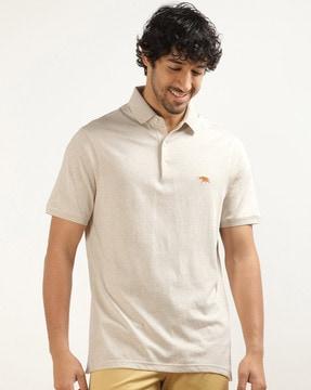 regular fit logo embroidered polo t-shirt