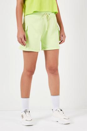 regular-fit-mid-thigh-cotton-women's-active-wear-shorts---lime-green