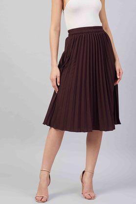 regular fit midi length polyester womens casual skirt - wine
