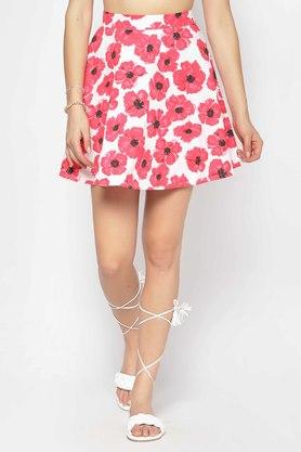 regular fit mini length cotton women's casual skirt - pink