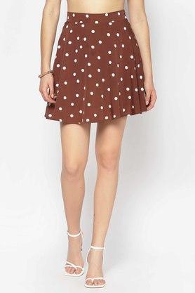 regular fit mini length polyester womens casual skirt - brown