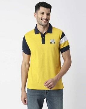regular fit nova polo t-shirt with contrast sleeves