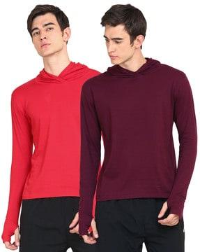 regular fit pack of 2 cotton hooded t-shirts