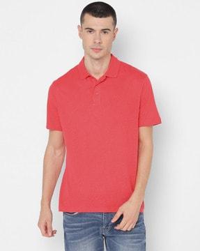 regular fit polo t-shirt with ribbed collar