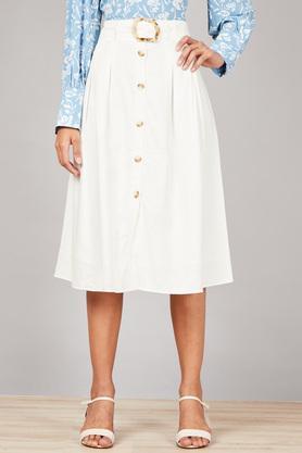 regular fit regular length cotton blend women's casual skirt - off white