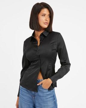 regular fit shirt with spread collar