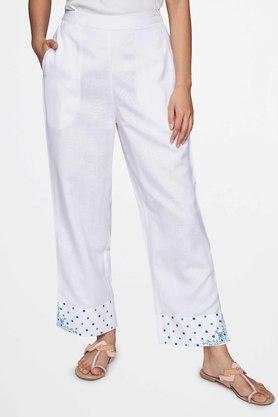 regular viscose women's trousers - white