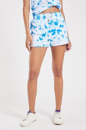 regular cotton women's active wear shorts - blue