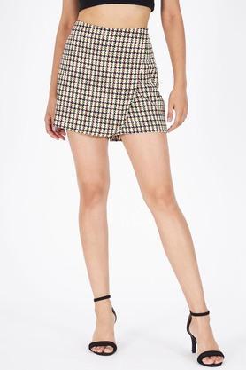 regular crop length polyester women's shorts - multi