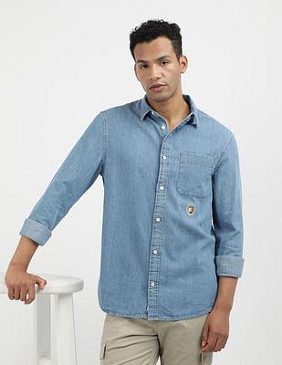 regular denim crest shirt